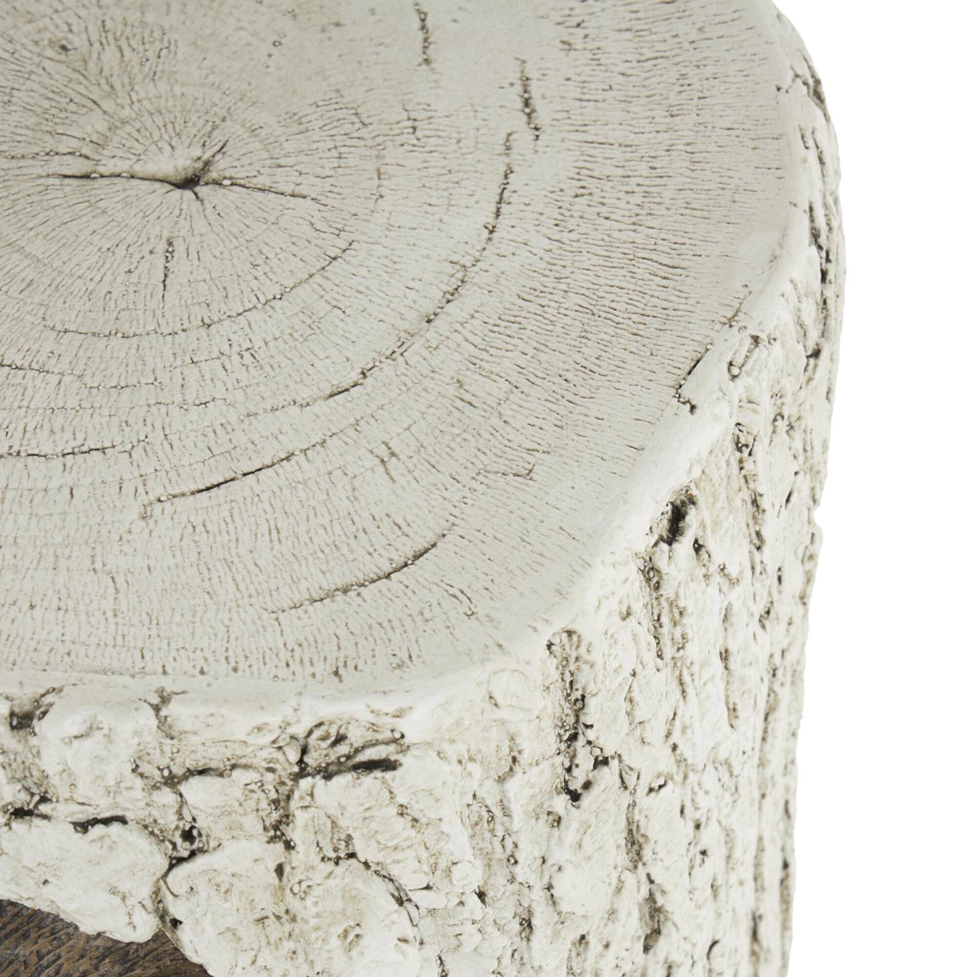 17" White & Brown MGO Owl Tree Trunk Garden Stool